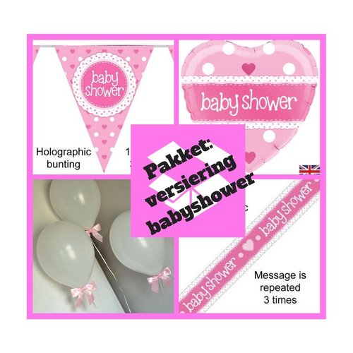 Babyshower versiering meisje pakket roze - pakket 4 Babyshower versiering meisje pakket roze - pakket 4