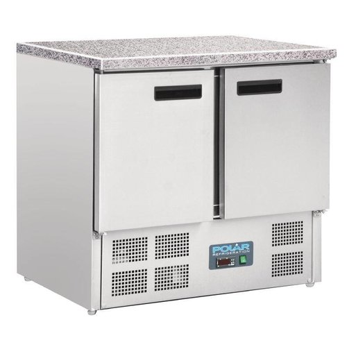 Polar Koelwerkbank 2 Deurs - Mini met marmeren werkblad Polar Koelwerkbank 2 Deurs - Mini met marmeren werkblad