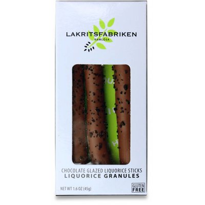 Lakritsfabriken Lakritzstangen in Milchschokolade und Lakritzgranulat