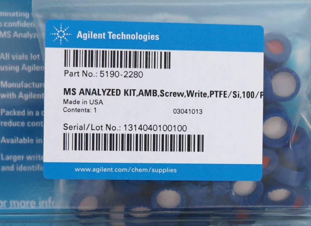 2 ml Autosampler Vials Agilent MS Analyzed Kit 51902280 GENEO Labstore