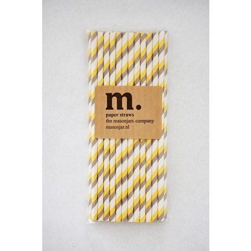 Masonjar Label 009 Papieren rietjes Yellow/Grey Stripe Masonjar Label 009 Papieren rietjes Yellow/Grey Stripe