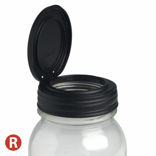 reCAP reCAP Mason Jar FLIP - Regular Mouth BLACK reCAP reCAP Mason Jar FLIP - Regular Mouth BLACK