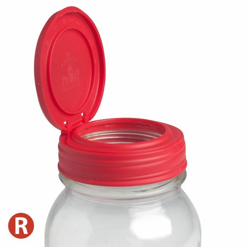 reCAP reCAP Mason Jar FLIP - Regular Mouth RED reCAP reCAP Mason Jar FLIP - Regular Mouth RED