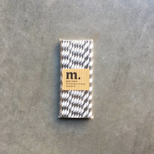 Masonjar Label 051 Papieren rietjes Silver stripe Folie Masonjar Label 051 Papieren rietjes Silver stripe Folie