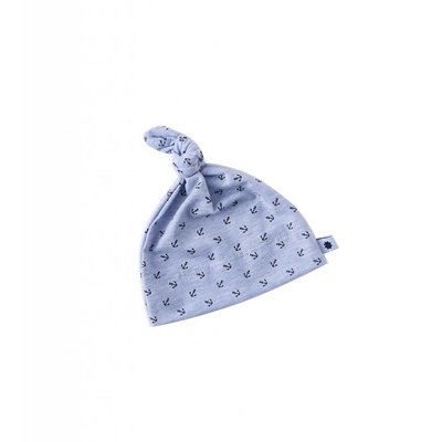 Little Label Mutsje newborn – lichtblauw met zwarte ankertjes – one size