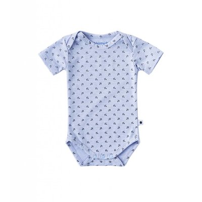 Little Label Romper korte mouw – lichtblauw met zwarte ankertjes