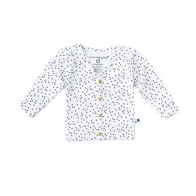 Little Label Vest met knoopjes – zwart & lichtblauw gestipt