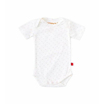 Little Label Romper korte mouw – off white met roze ankertjes
