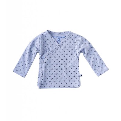 Little Label Wikkelshirt lange mouw – lichtblauw met zwarte ankertjes