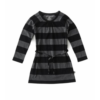 Little Label Jersey babyjurkje – grijs/zwarte strepen – maat 74 en 80