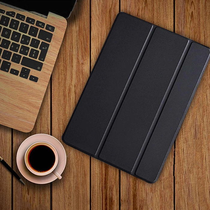 iPad 4  Leren Vouwbare Cover Hoesje Case Zwart