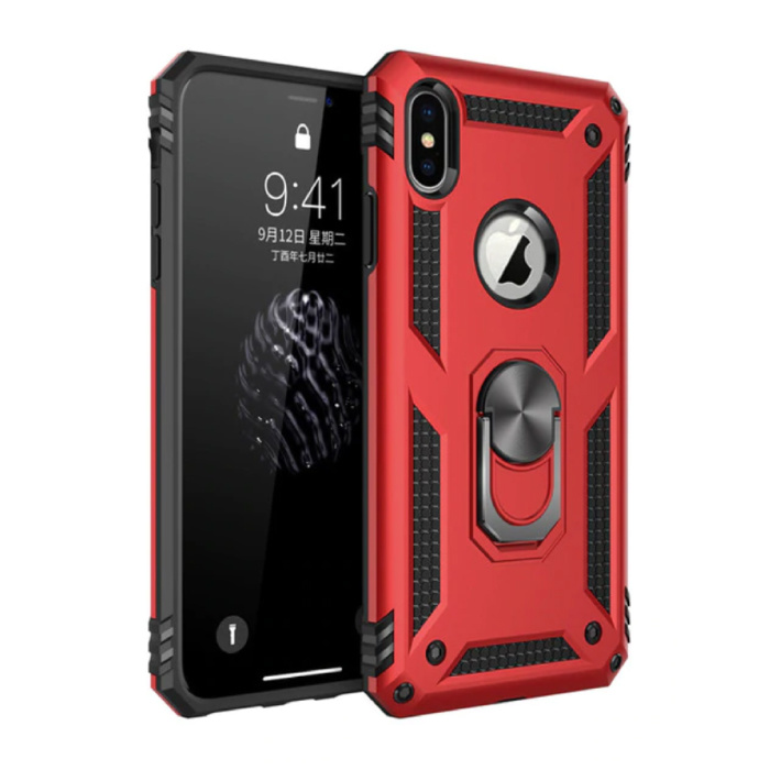 Custodia per iPhone 6S - Custodia antiurto Cover in TPU rossa + cavalletto
