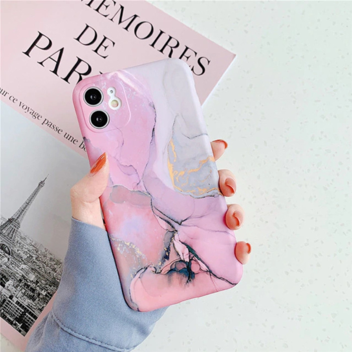 Custodia per iPhone 6S Marble Texture - Custodia lucida antiurto Granite Cover Cas TPU