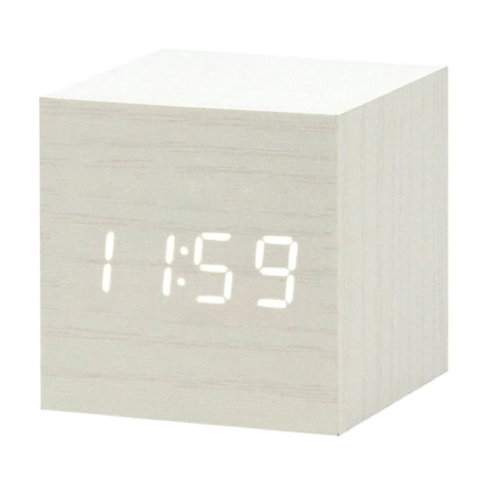 Reloj Digital Despertador Cubo Madera Tecnolab®