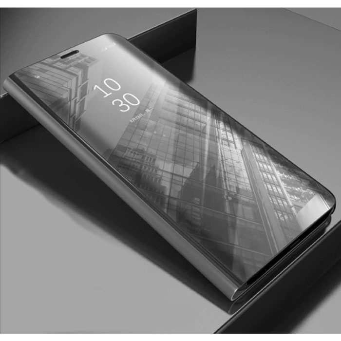 Huawei Y6 2019 Smart Mirror Flip Case Cover Case Silver