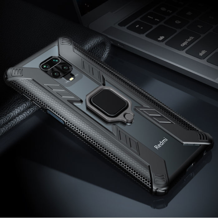 Xiaomi Mi 10 Case - Magnetic Shockproof Case Cover Cas TPU Black + Kickstand