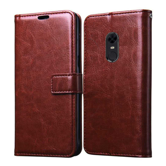 Portafoglio con custodia in pelle Xiaomi Mi 6 - Custodia con custodia in pelle PU marrone