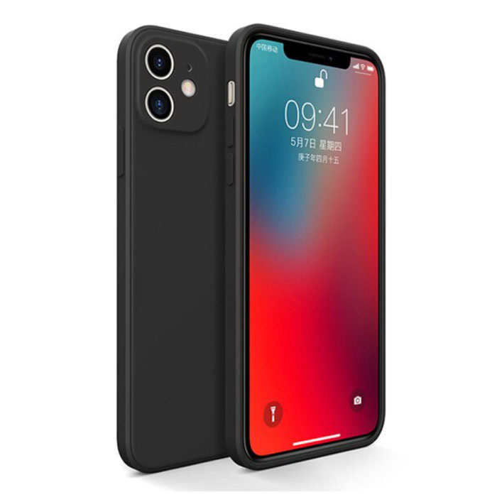 Coque en silicone carrée pour iPhone XS - Coque souple et mate Liquid Cover Noire
