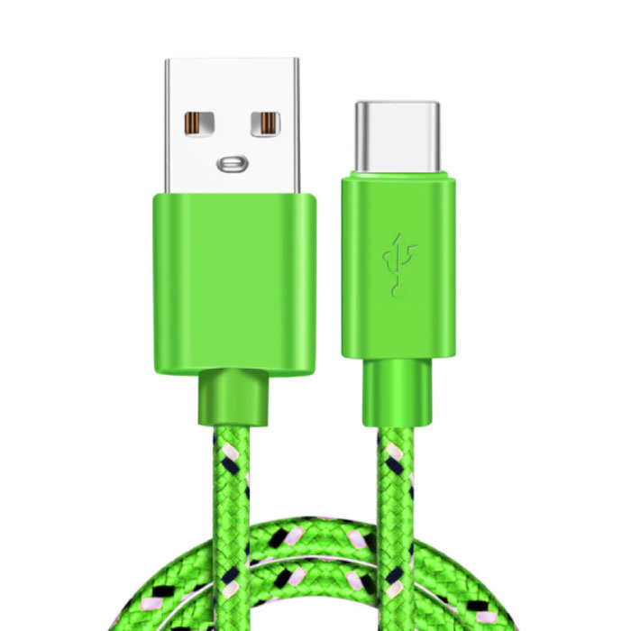 USB-C Oplaadkabel 3 Meter Gevlochten Nylon - Tangle Resistant Oplader Data Kabel Groen