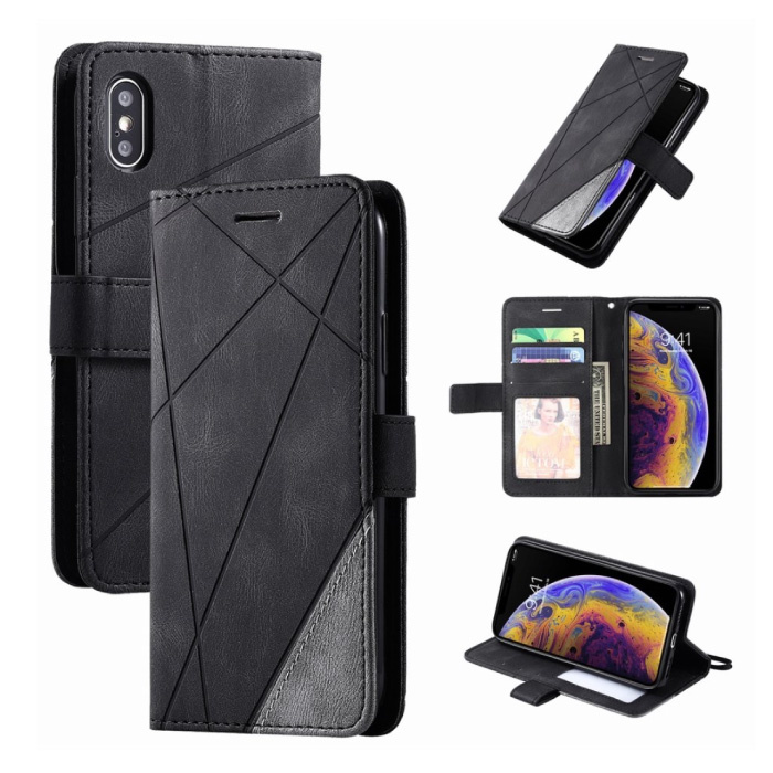 Xiaomi Mi CC9 Pro Flip Case - Leather Wallet PU Leather Wallet Cover Cas Case Black