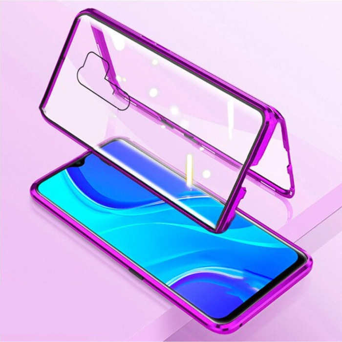 Coque Magnétique 360 ° Xiaomi Redmi 10X avec Verre Trempé - Coque Intégrale + Protecteur d'écran Violet