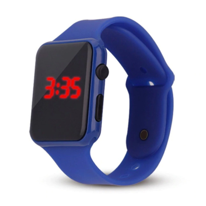 Digitaal Horloge Polsband - Silicoon Bandje LED Scherm Sport Fitness - Donkerblauw