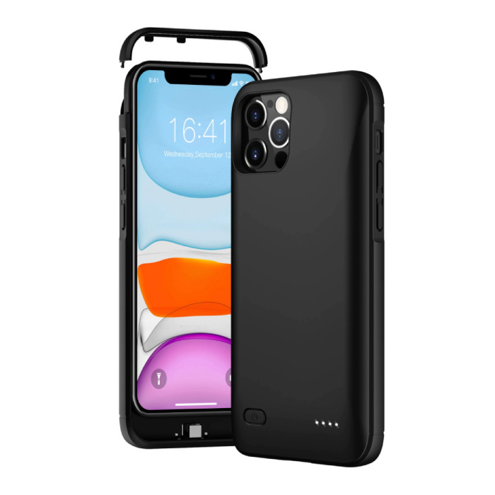 iPhone 12 Powercase 4000mAh Powerbank Case Chargeur Housse de protection de la batterie Noir