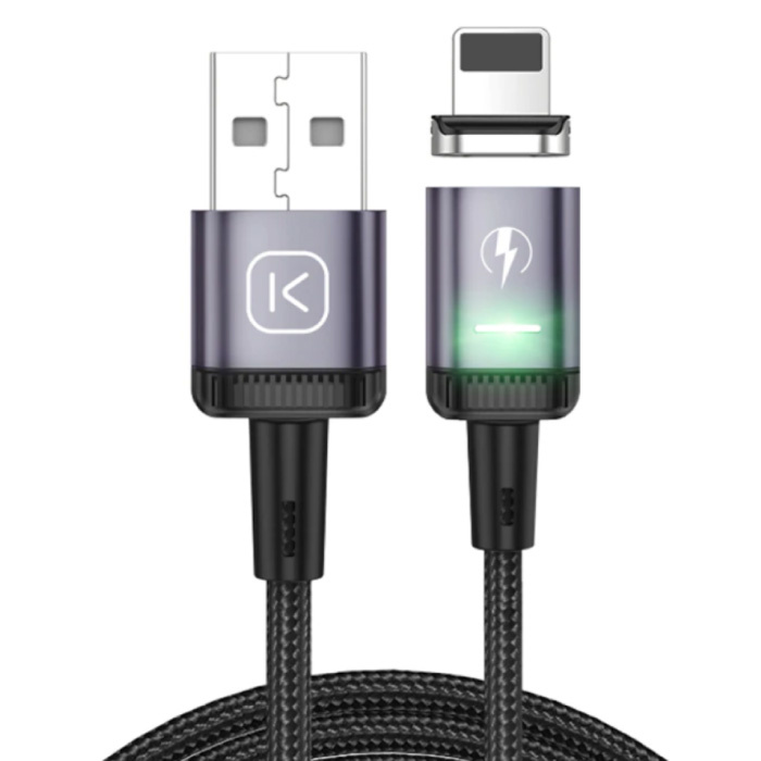 Magnetyczny kabel ładujący iPhone Lightning 2 metry ze światłem LED - 3A Szybkie ładowanie Pleciony nylonowy kabel do ładowania Android Fioletowy