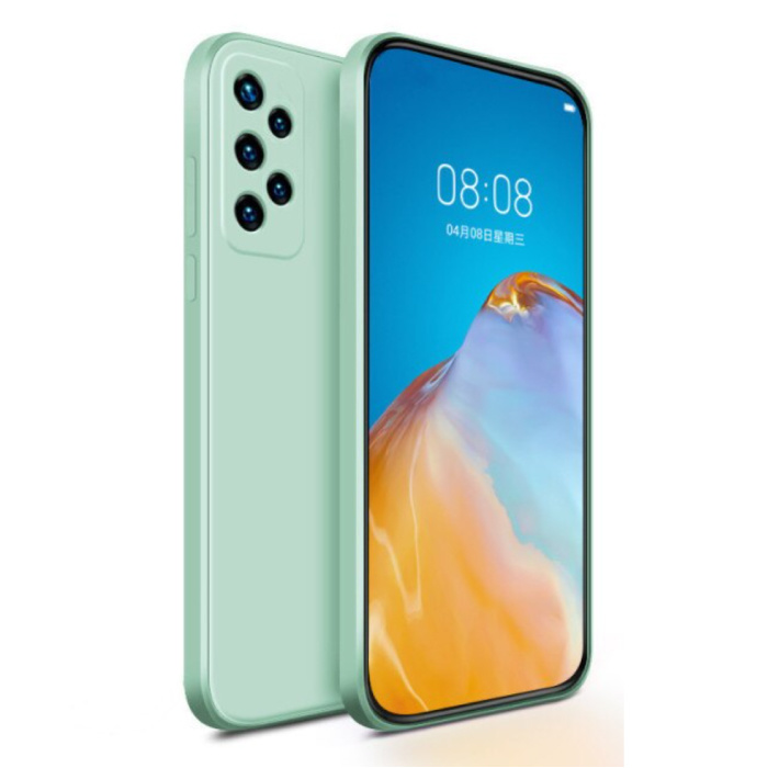 Samsung Galaxy A71 Square Silikonhülle - Weiche Matte Hülle Liquid Cover Hellgrün