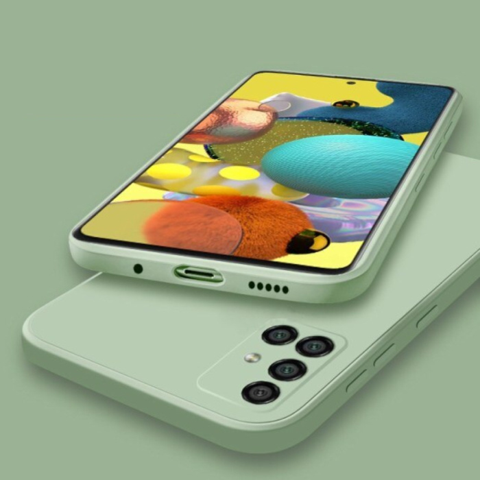 Samsung Galaxy A71 Square Silikonhülle - Weiche Matte Hülle Liquid Cover Grün