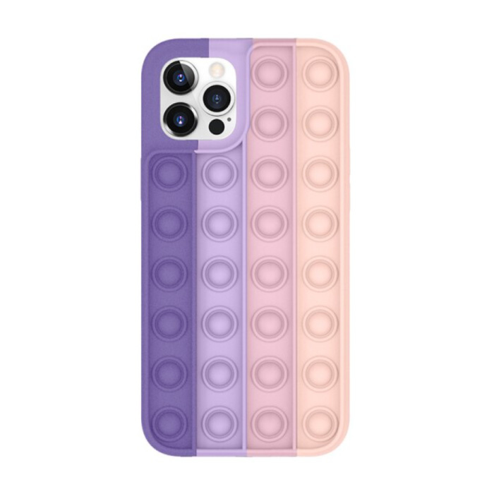 Coque Pop It iPhone 13 - Coque Silicone Bubble Toy Anti Stress Cover Rose