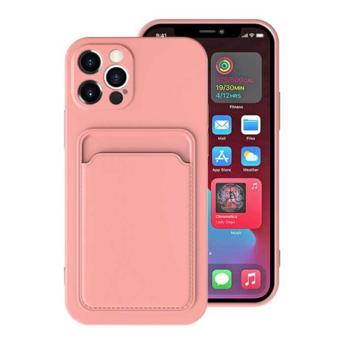 iPhone XS Max Card Holder Case - Wallet Card Slot Cover Pink