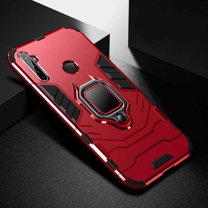 Custodia Oppo Realme 5 Pro - Custodia antiurto magnetica + cavalletto Rosso