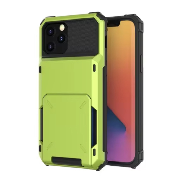 Card Holder Case for iPhone 11 Pro Max - Wallet Card Slot Wallet Flip Cover Case - Green