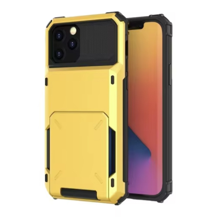 Card Holder Case for iPhone XS Max - Wallet Card Slot Wallet Flip Cover Case - Yellow