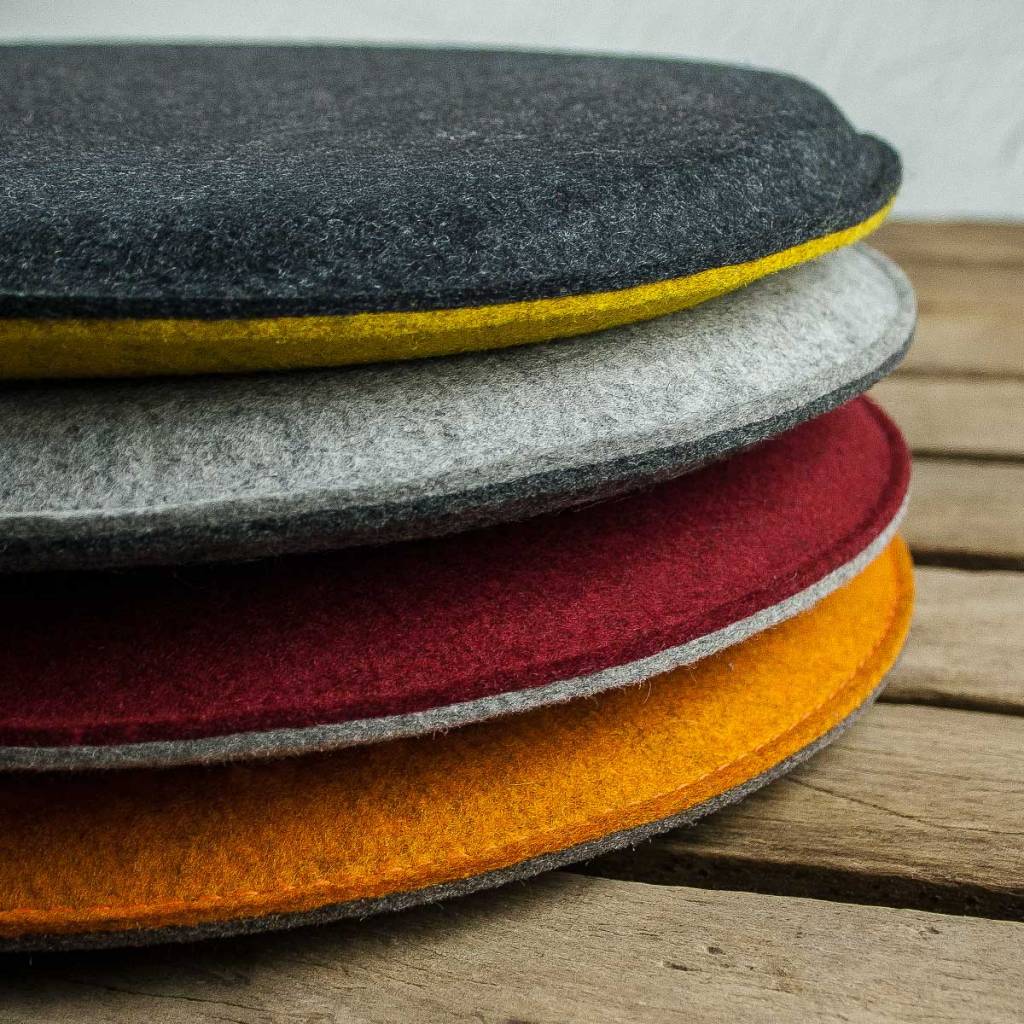 felt seat cushions padded, round, chair cushions, bench cousions