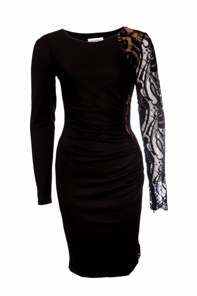 Emillio Pucci Unique Designer Pieces Emilio Pucci Black Dress With Lace Details In Size I42 S