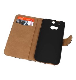 Luipaard Bookstyle Wallet Case Hoes - Hoesje Geschikt voor HTC One M8 Wit