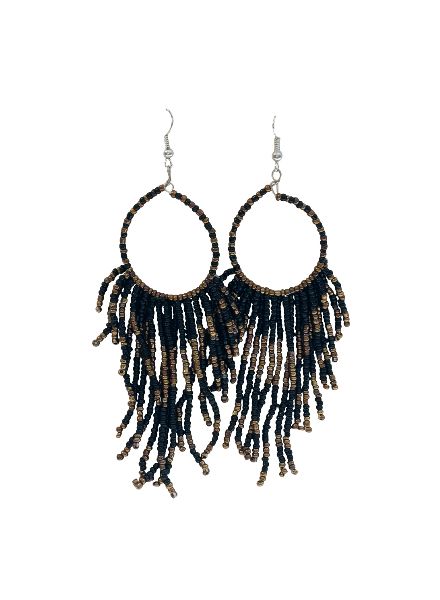 Long Black Boho Chique Statement Earrings Messybun Trendy Long Black Boho Chique Statement Earrings