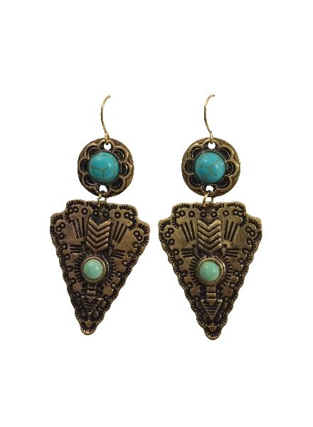 Cool Gold Colored Boho Warrior Statement Earrings Messybun Cool Gold Colored Boho Warrior Statement Earrings