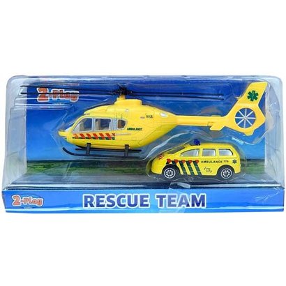 Die Cast helikopter 18cm met auto 7,5cm