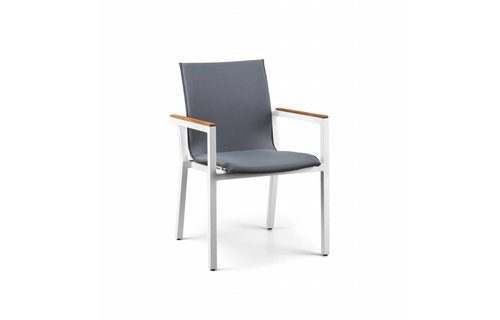SUNS tuinmeubelen Stapelstoel Felice | Wit alu | teak SUNS tuinmeubelen Stapelstoel Felice | Wit alu | teak