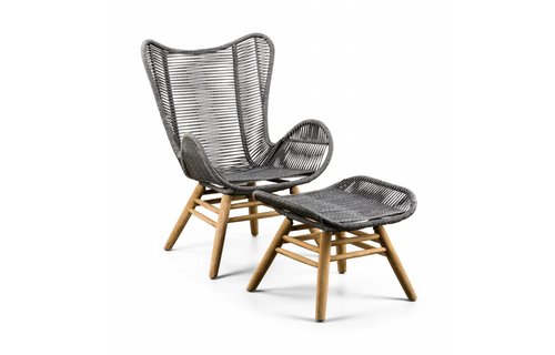 SUNS tuinmeubelen Loungestoel Kreta met hocker | Rope SUNS tuinmeubelen Loungestoel Kreta met hocker | Rope