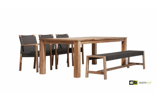 AppleBee tuinmeubelen Oxford tafel 240 cm | Square stoelen | Square bank 210 cm AppleBee tuinmeubelen Oxford tafel 240 cm | Square stoelen | Square bank 210 cm