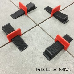 Tegel levelling clips 3 mm. LEVLR. Red