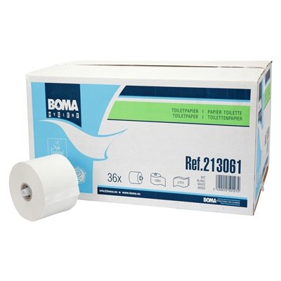 Papier toilette système avec inserts - tissu recyclé - 2 plis - 100 m / 725 coupons - BLANC - 36 rouleaux