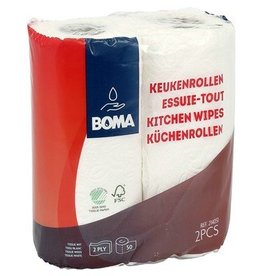 Essuie-tout - tissu pur - 2 plis - 50 coupons - gaufré - BLANC - par 2 rouleaux