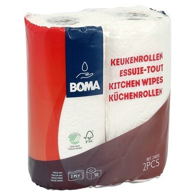 Essuie-tout - tissu pur - 2 plis - 50 coupons - gaufré - BLANC - par 2 rouleaux