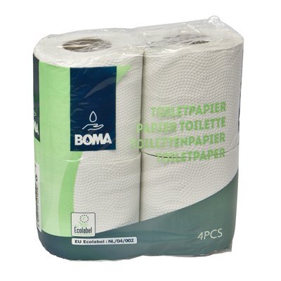 Papier toilette traditionnel - tissu recyclé - 2 plis - 200 coupons - gaufré - BLANC - 4 rouleaux