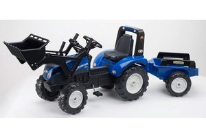 Falk Traktor New Holland T8 met frontlader en aanhanger